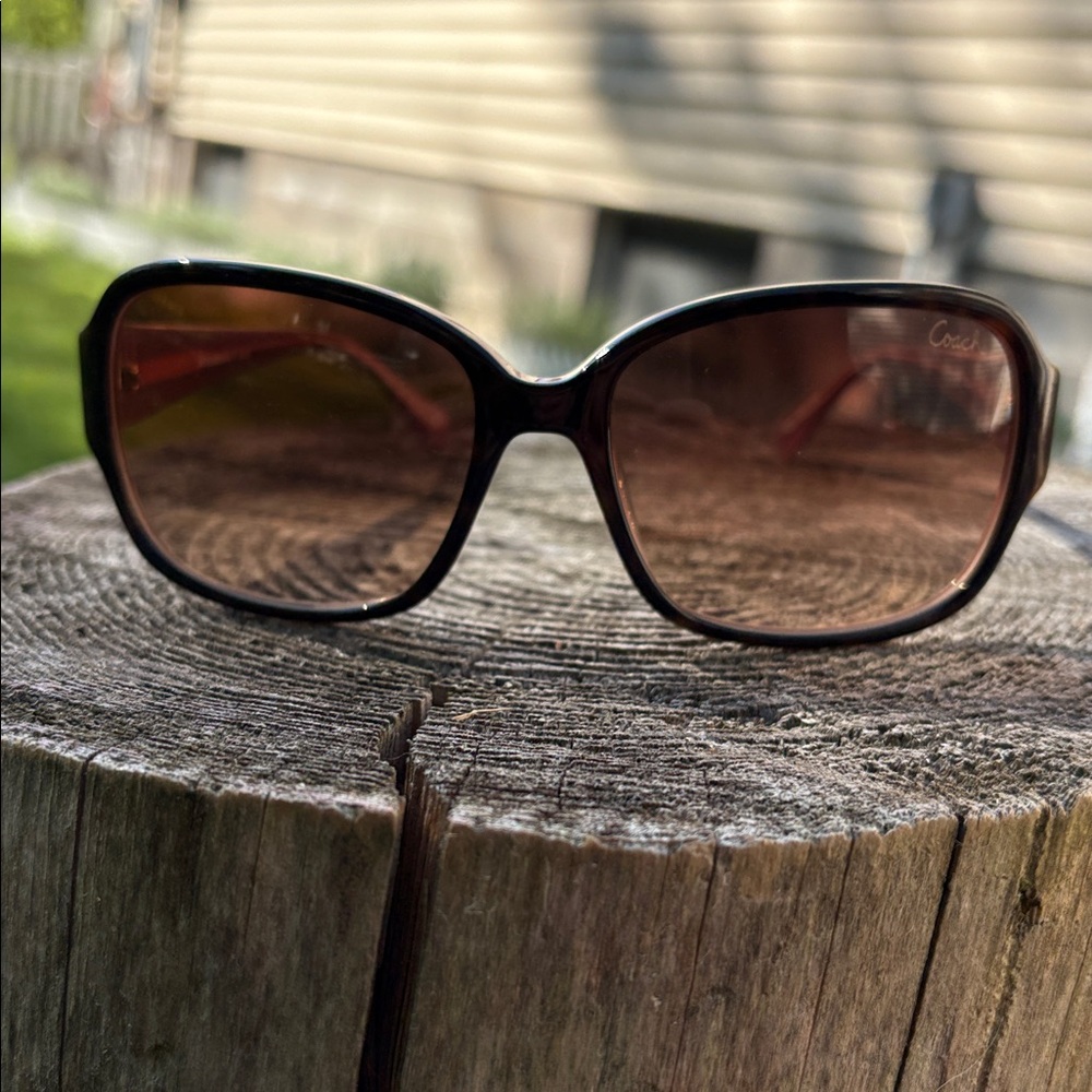 Coach Sunglasses with Brown Lenses and Pink Accents - Picture 2 of 4